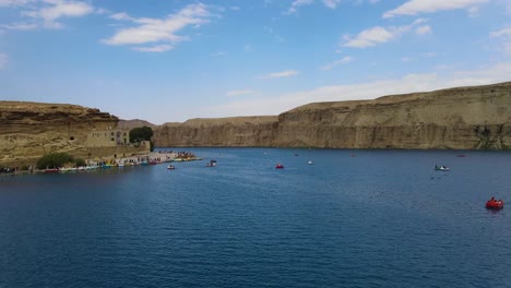 drone footage from the band-e-amir is a series of six stunning lakes located in a mountainous desert area of afghanistan's bamyan province.. january 12, ?2022