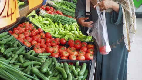 woman shopping for vegetables at a grocery store