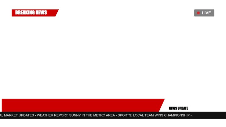 Breaking News Broadcast Graphic Overlay with Scrolling Ticker