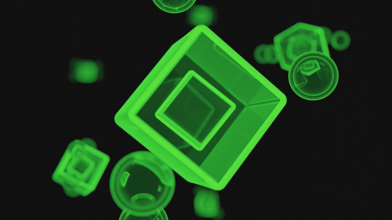 추상적인 반이는 녹색 큐브