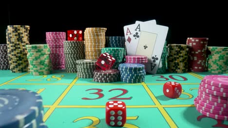casino game table with chips and cards