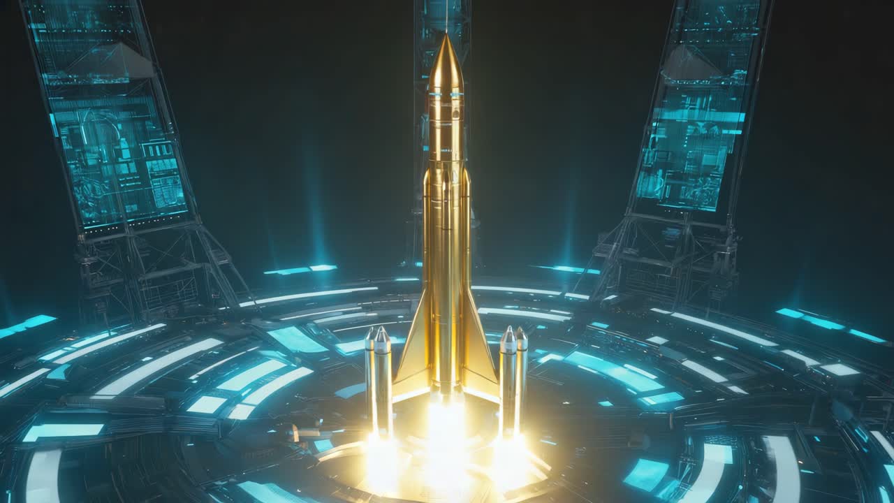 Futuristic Gold Rocket Launch