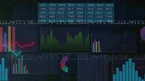 animation of financial data processing on black background
