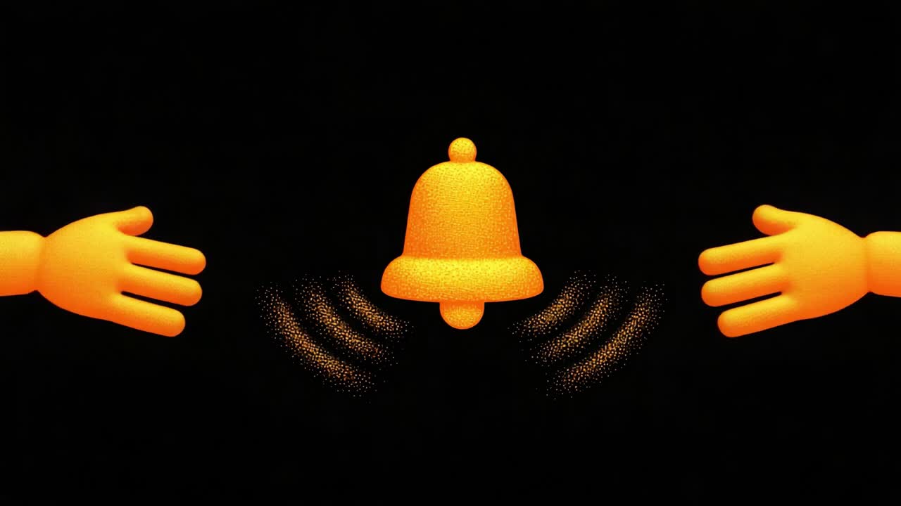 A Vibrant Orange Bell Ringing with Sound Waves Illuminates a Dark Background, Signifying Alerts, Notifications, and Attention in a Modern Digital Context