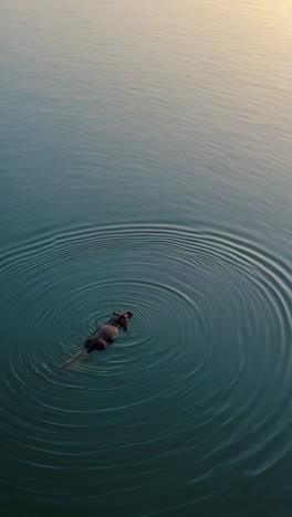 dog swimming in calm water