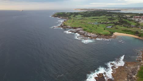 seascape of little bay beach in sydney, new south wales, australia - aerial drone shot