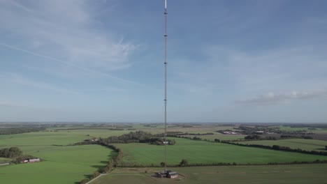 aerial view radio tower antenna telecommunication cellphone communication tower - dolly shot