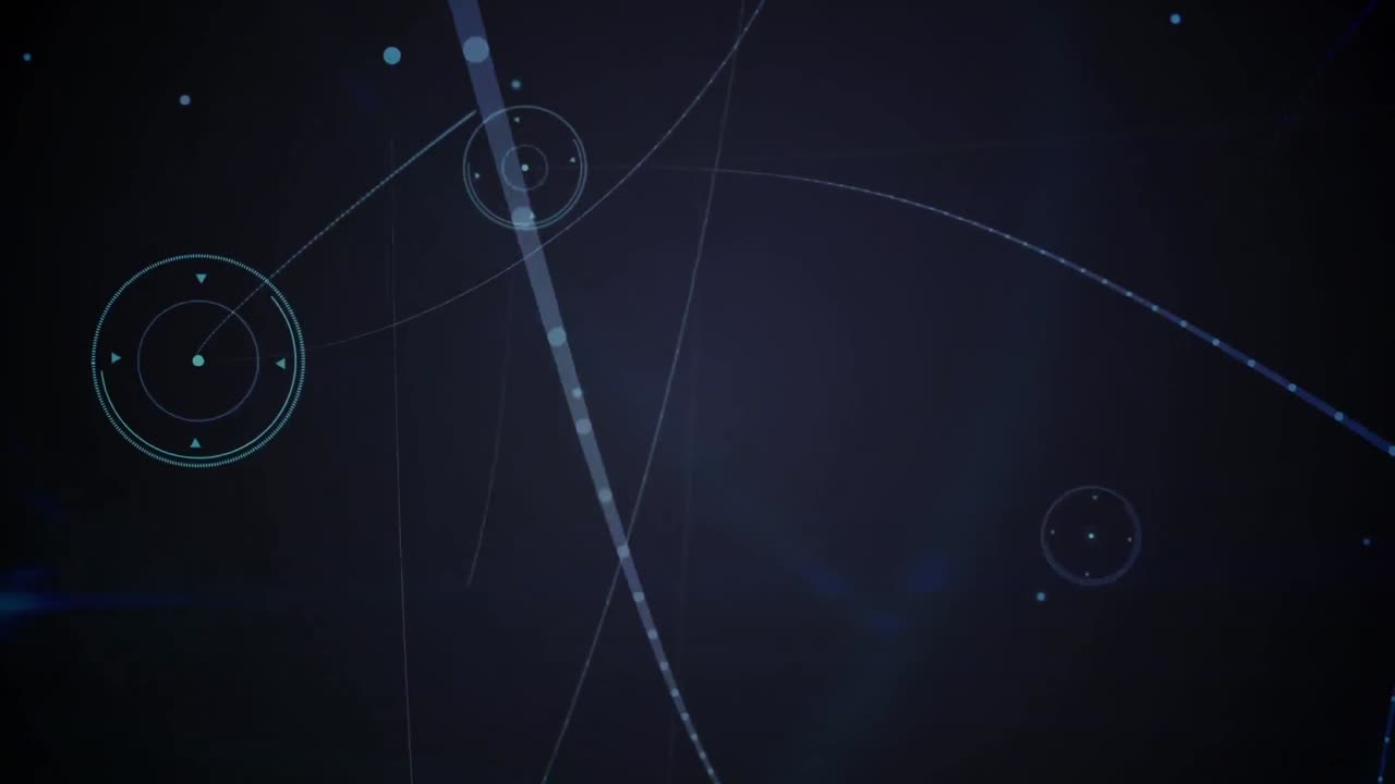 Animation of networks of connections over black background