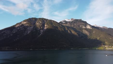 lake achensee and mountains aerial timelapse