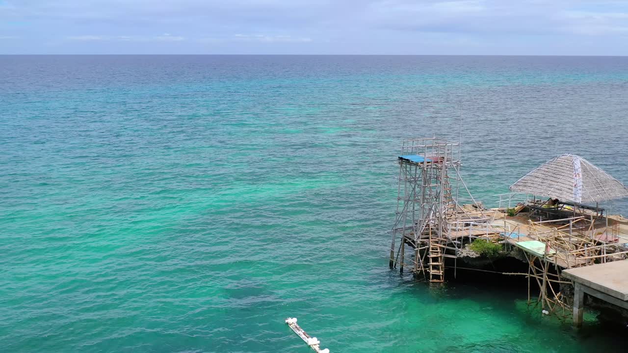 pier and bamboo platform for recreational activities on the tropical Boracay sea