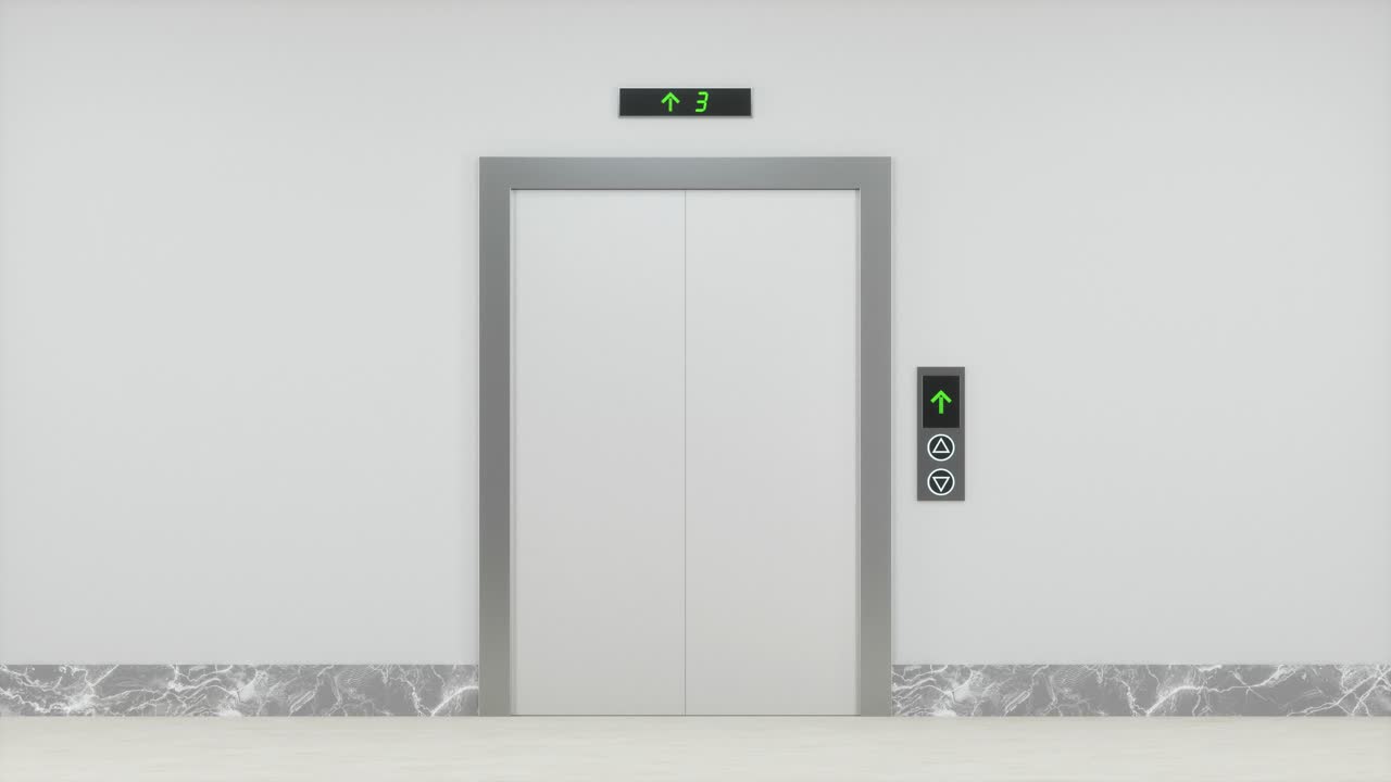 The elevator in the corridor, 3d rendering.