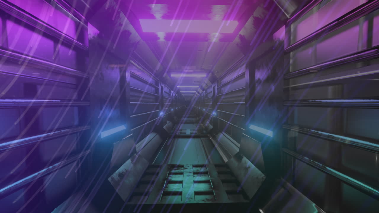 animación de rastros de luz sobre el túnel digital