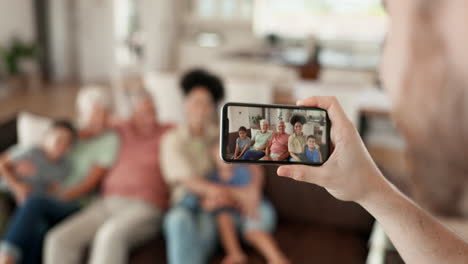 phone screen, hands and home family bond