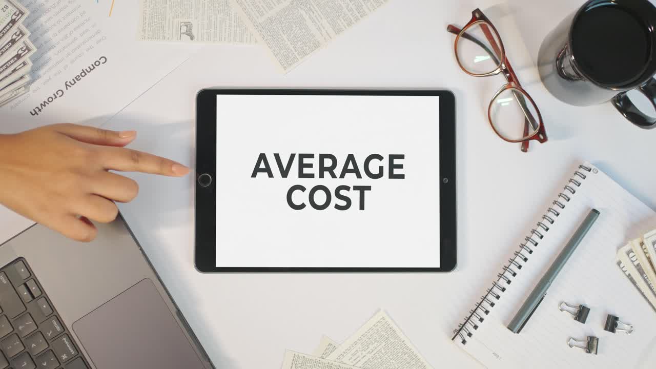 AVERAGE COST DISPLAYING ON A TABLET SCREEN