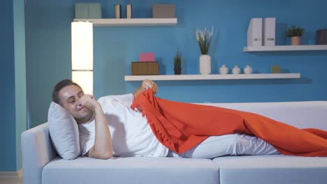 Happy and peaceful sleeping man.