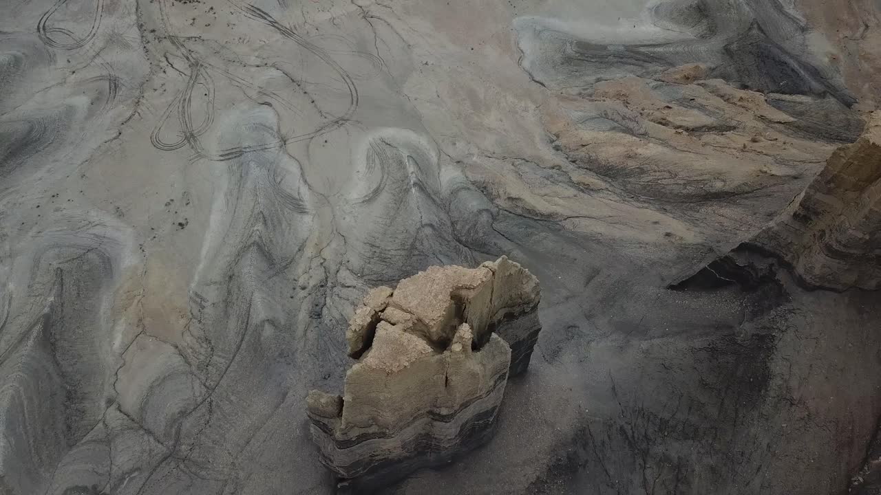Aerial View of Rock Formation With Sandstone Layers in Utah Desert. Unique Relief of American Countryside