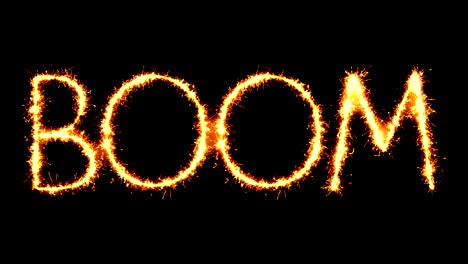 boom texto chispa chispa chispas fuego de artificio bucle de animación