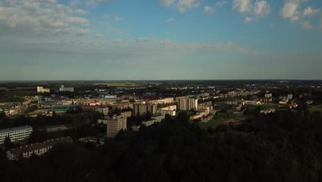 aerial view above the greenery city of mannimae in viljandi county estonia