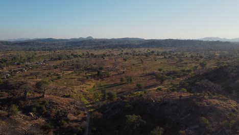 flying over the malawi sabana, in monkey beach, malawi, africa