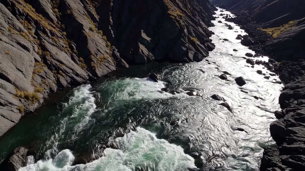 River Rapids in a Rocky Canyon