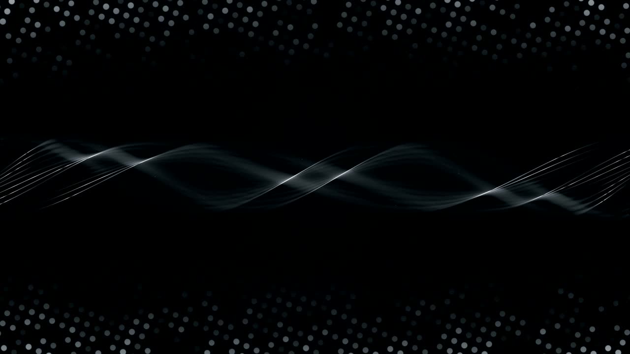 Animation of movements of wavy dot lines on a black background stock video - seamless loop