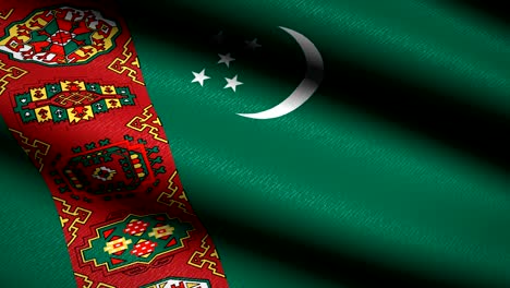 turkmenistan flag waving textile textured background. seamless loop animation. full screen. slow motion. 4k video
