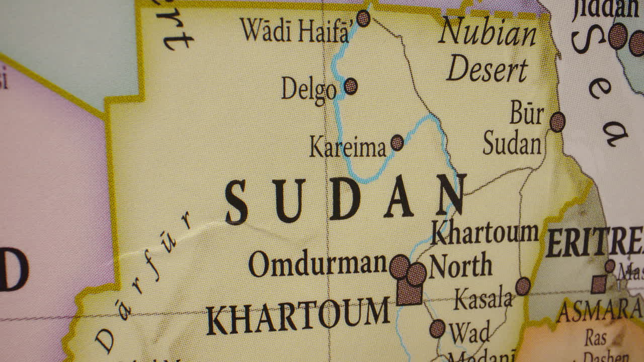 Primer plano de Sudán en un mapa mundial