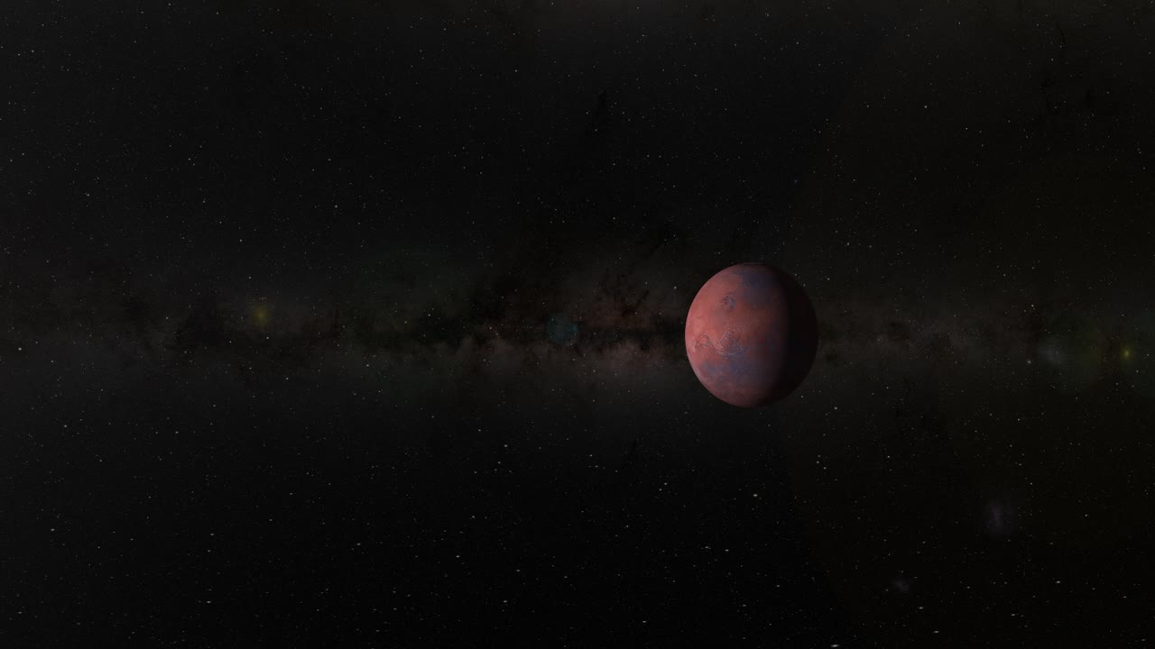 A steady zoom-in sequence focusing on Mars.