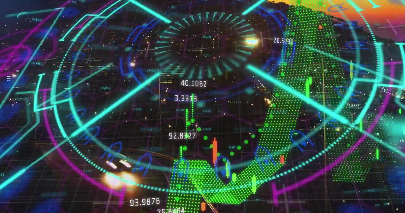 Animation of text with globe and network of connections