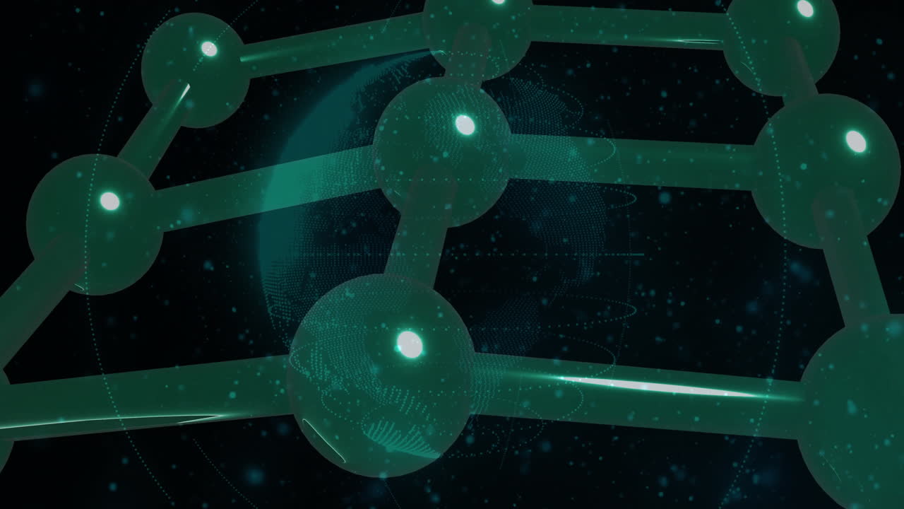 전 세계에 걸쳐 디지털 데이터 처리 및 연결 네트워크의 애니메이션