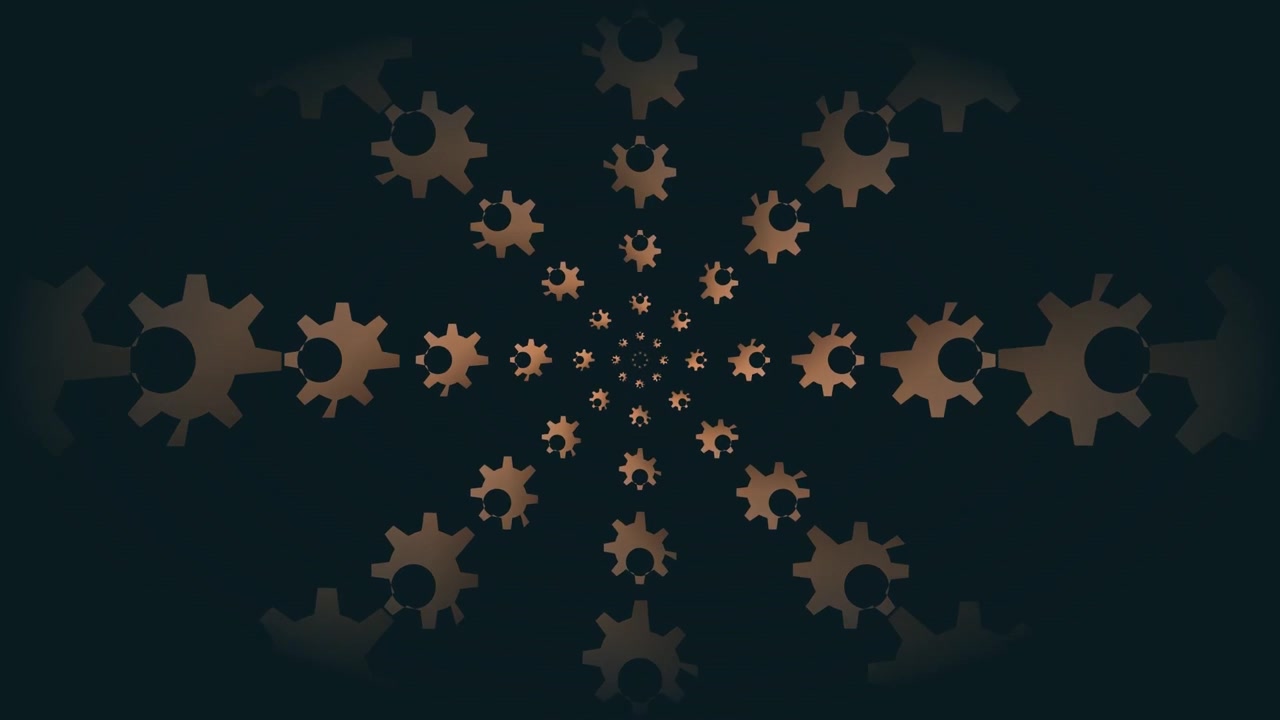 Rotating Gear Pattern Animation on Dark Background