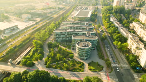 aerial view of ppnt building, business center in gdynia, poland