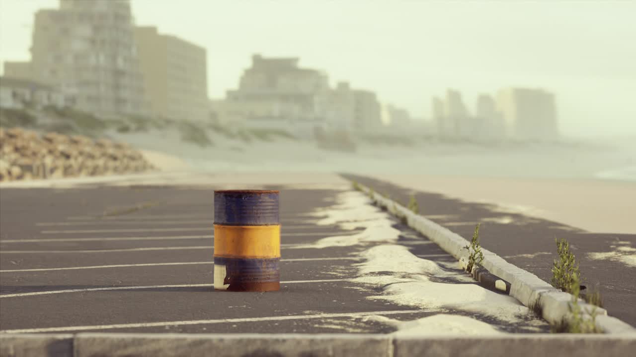 ⁇ 은 주차장에  ⁇ 은 금속 배럴