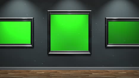 hall of art gallery with pictures mock-up screen frame