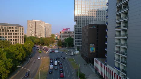 aerial view of busy city street in berlin, germany
