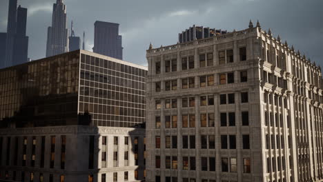 summer day time cityscape of financial downtown