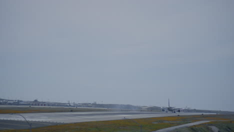 aircraft landing on the runway in the airport