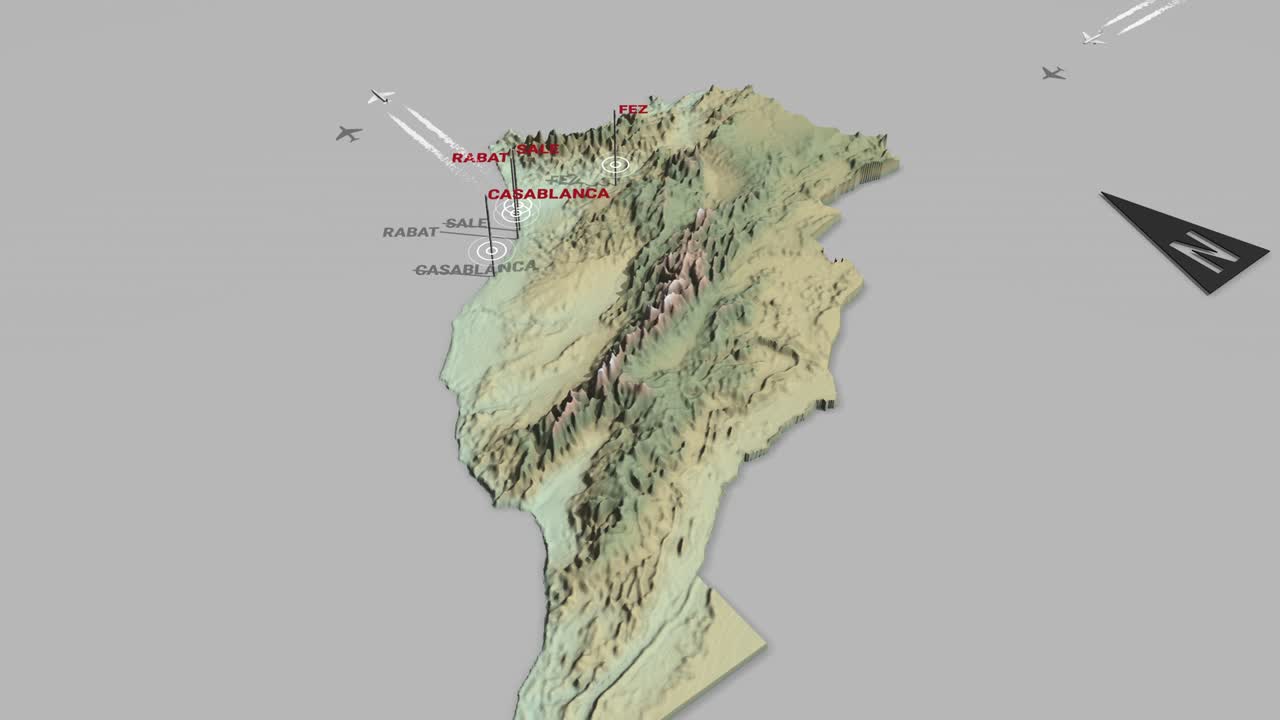 3d 지형 지도 모로코