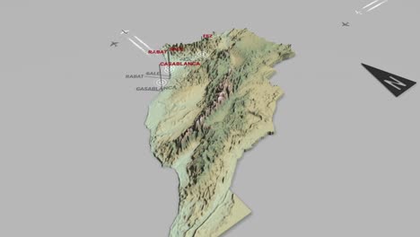 mapa del terreno en 3d de marruecos