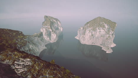 white cliffs with grass over the ocean