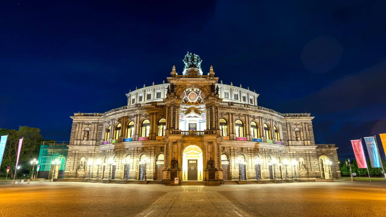 드레스덴, 독일 타임스 4k, 도시 스카이 라인, 오페라 하우스 (semperoper)