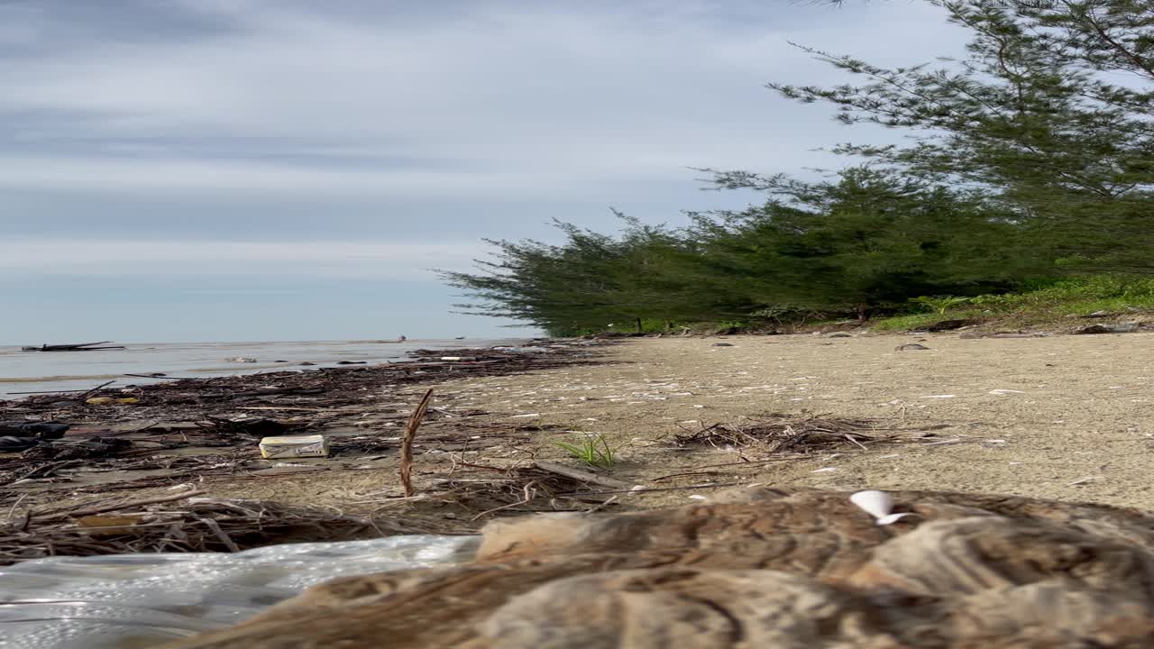 Beautiful Summer View At Kabong Beach Homestay,With White Sandy Beach During King Tide,Sarawak,Malaysia