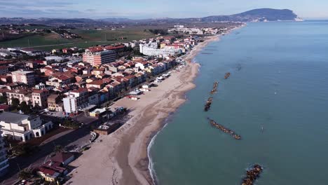 aerial view of an italian coastline in the morning with typical sea buildings