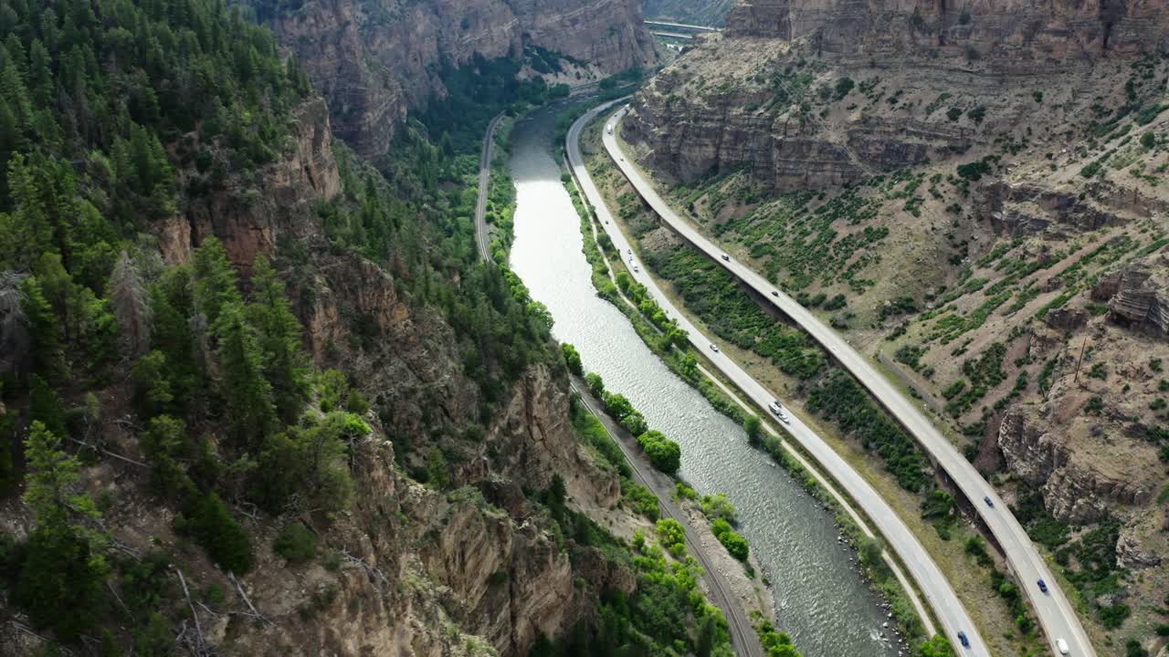 Scenic Canyon Landscape with River and Highway