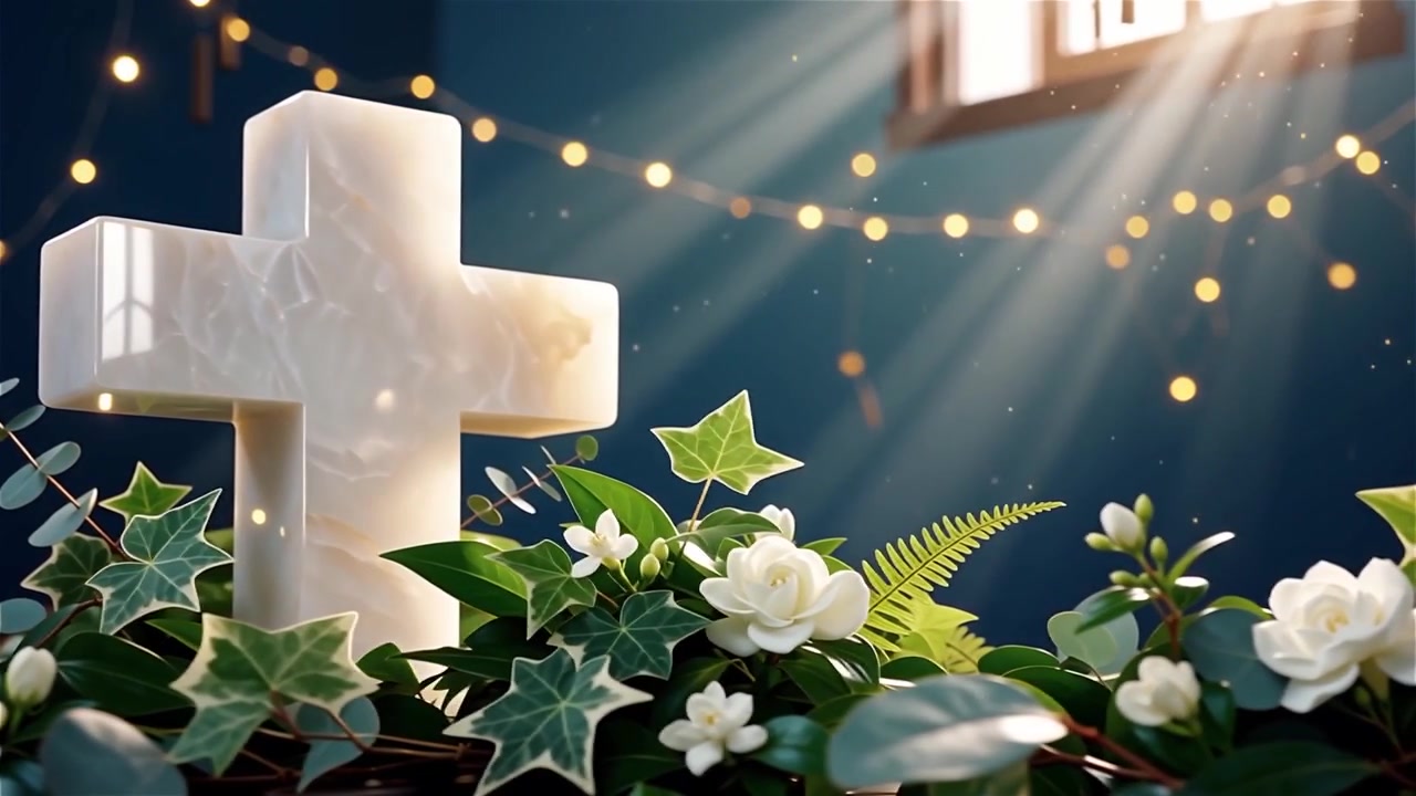 Cruz Cristiana con Luz Celestial, Fondo para Adoración.