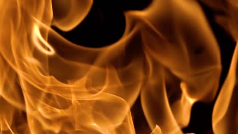 Flames-of-fire-on-black-background-in-slow-motion