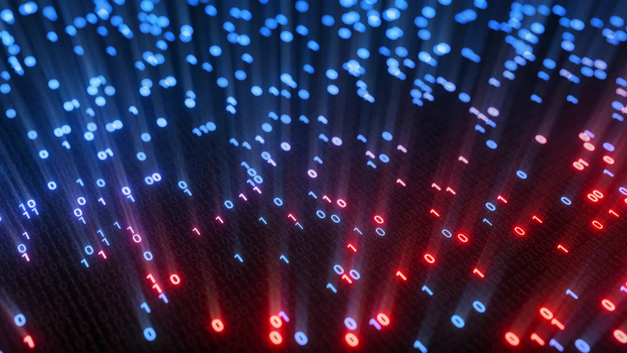 Hacking digital binary code matrix 01 background loop.