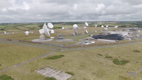 aerial view of the gchq and nsa repeater station and listening post in bude, cornwall, united kingdom, with numerous satellite dishes