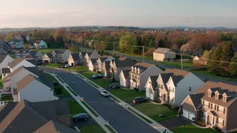 aerial of upscale gated community homes in america