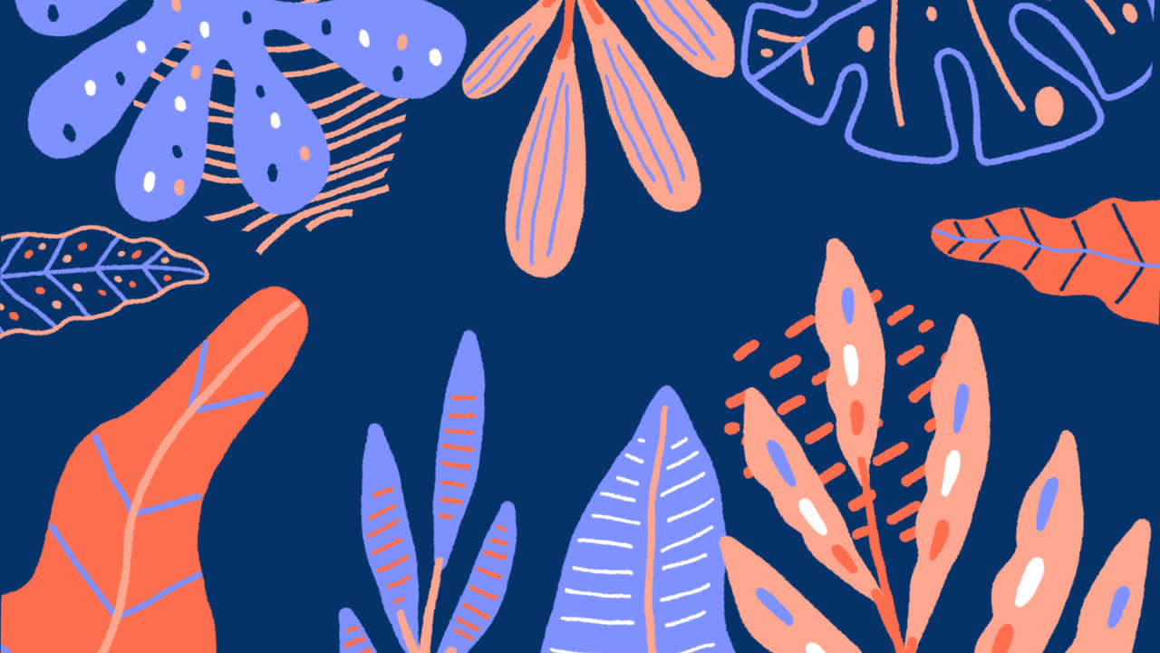 열대 잎 을 가진 추상적 인 배경 의 모션 그래픽